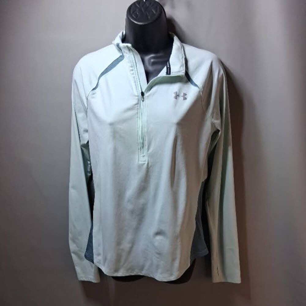 Under Armour Women's HeatGear 1/4 Zip Running Top Mint Blue Pullover Size Medium